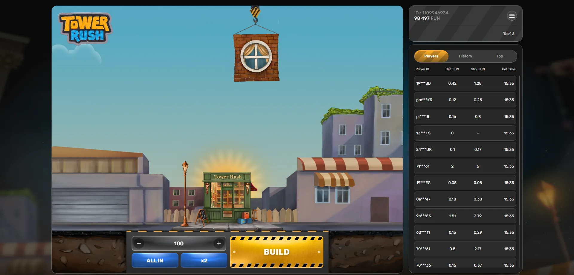 Tower Rush free demo mode – practice with virtual credits no deposit